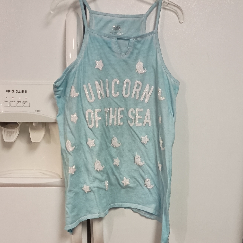 Justice Blue Unicorn of the Sea Tank Top. Girl`s Plus Size 20 GUC